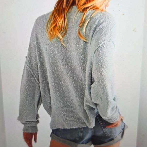 Free People Found my Friend Blue boucle Cardigan size small - Picture 2 of 8